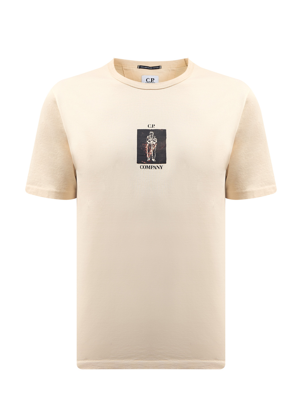 

Футболка из мерсеризованного хлопка джерси с графическим принтом, Бежевый, Футболка из мерсеризованного хлопка джерси с графическим принтом